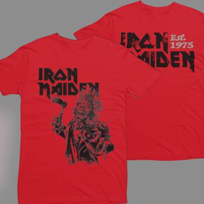 червена тениска Iron Maiden - 1975