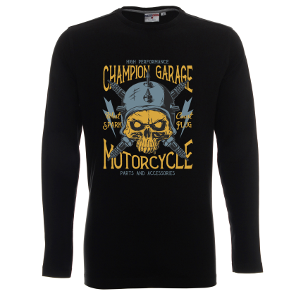 Мъжка Моторджииска Блуза с дълъг ръкав с щампа - Champion Garage