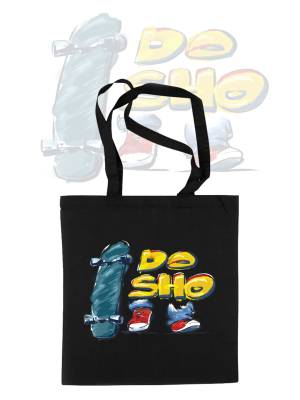Do Sho Еко пазарска торба с дълги дръжки - черна