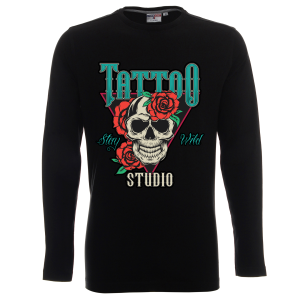 Мъжка Татус Блуза с дълъг ръкав с щампа на татус - Tattoo Studio